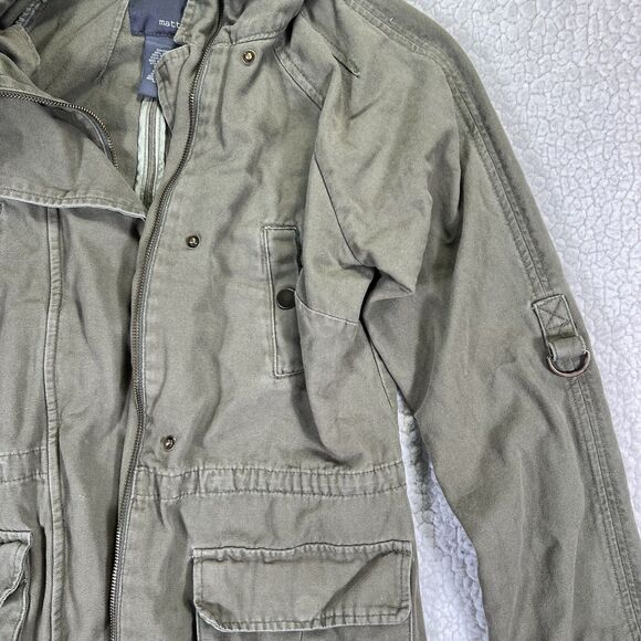 Matty M Womens Utility Field Jacket Green Cotton Size Small Zip Pockets Military - Picture 8 of 11